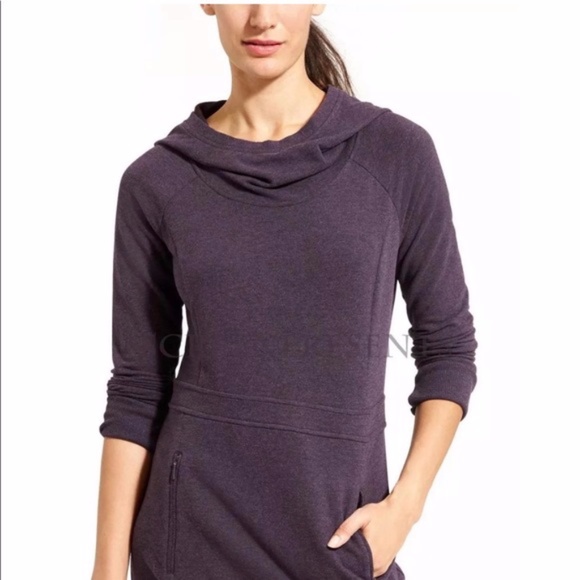 Athleta Dresses & Skirts - Athleta deep purple power down hooded dress